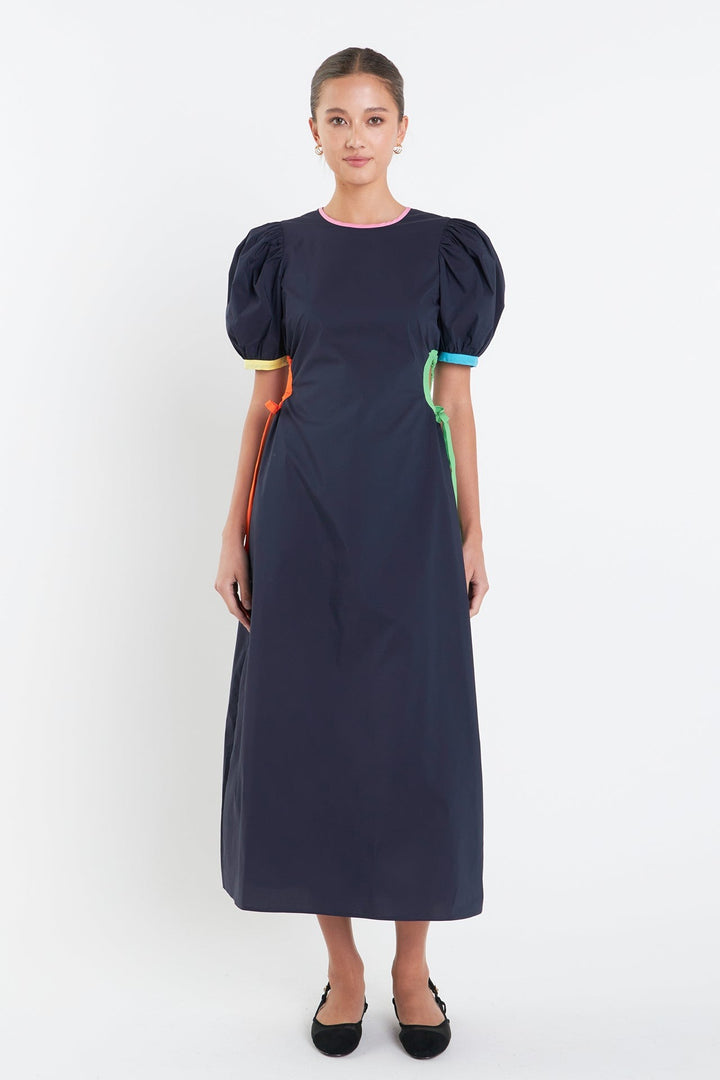 Color block maxi dress in navy