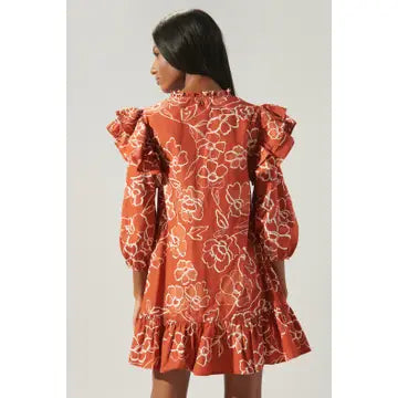 Sammy Marmalade Ruffle Drop Waist Dress