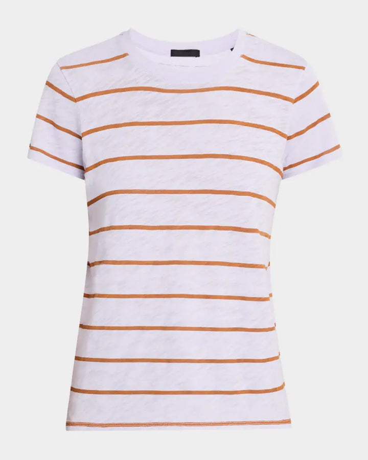 Slub Jersey Stripe Short Sleeve Crew Neck Tee in Skyflower/Cornelian Stone