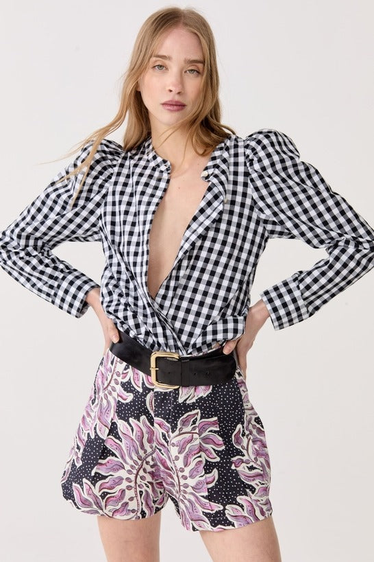 Lilium Poplin Shirt in Black and White