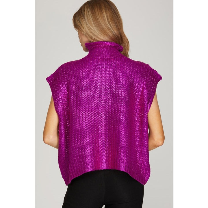 Metallic Foiled Sweater in Purple