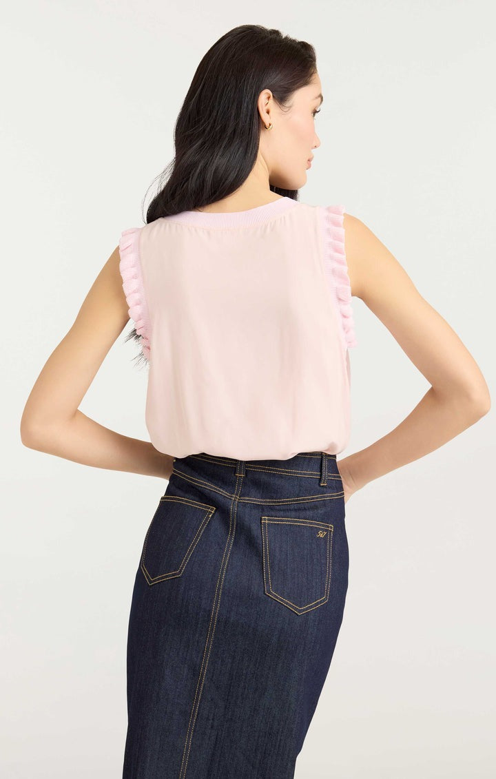 V-Neck Lenore Top In Icy Pink