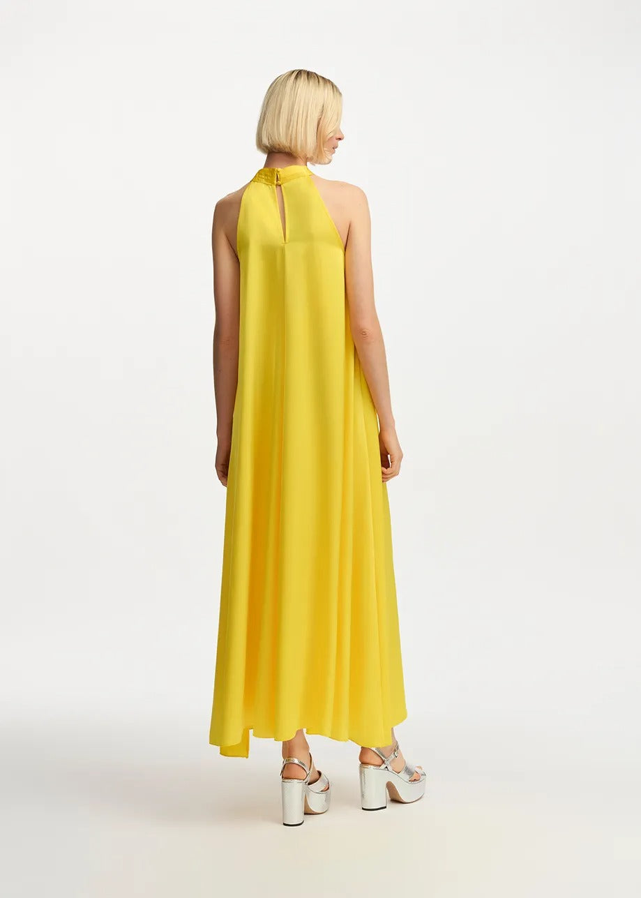 Finch Halter Neck Dress in Lemon Juice