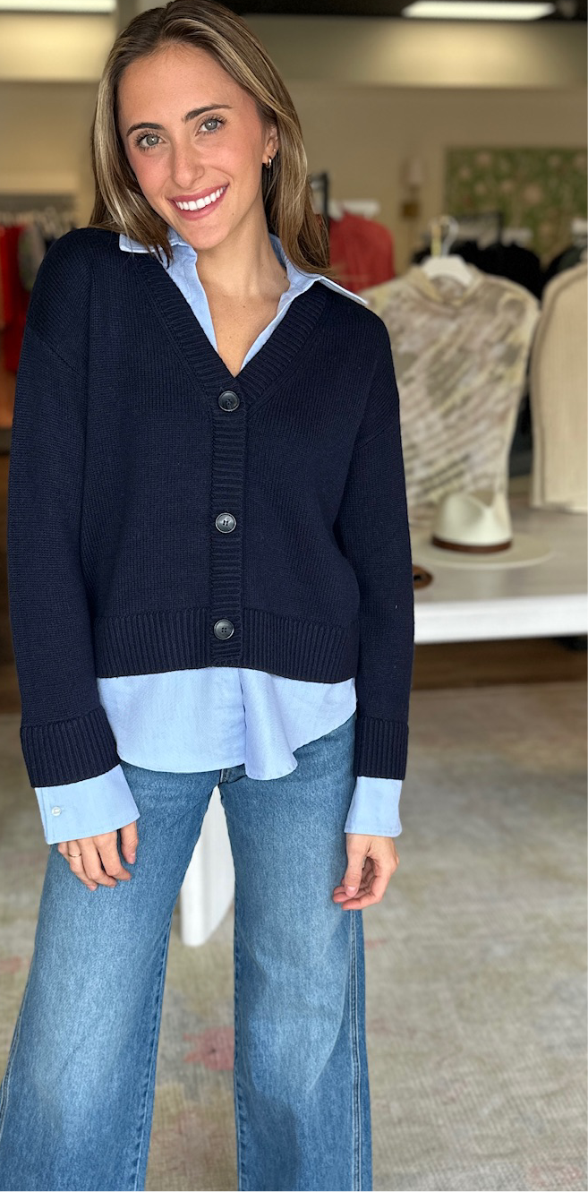 Megan Pullover in Navy/Rain Cloud