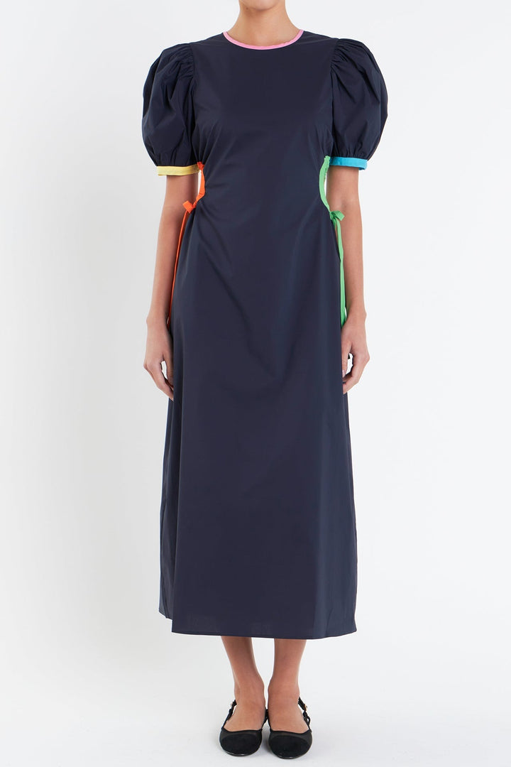 Color block maxi dress in navy