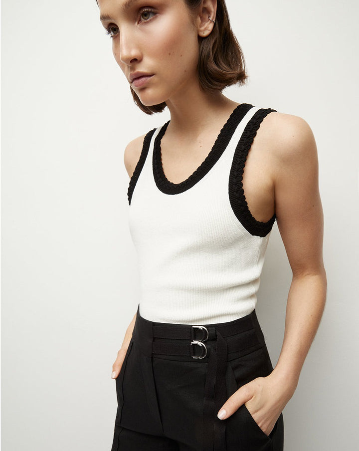 Sandra Tank in White/Black