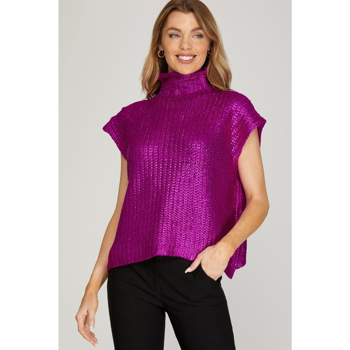 Metallic Foiled Sweater in Purple